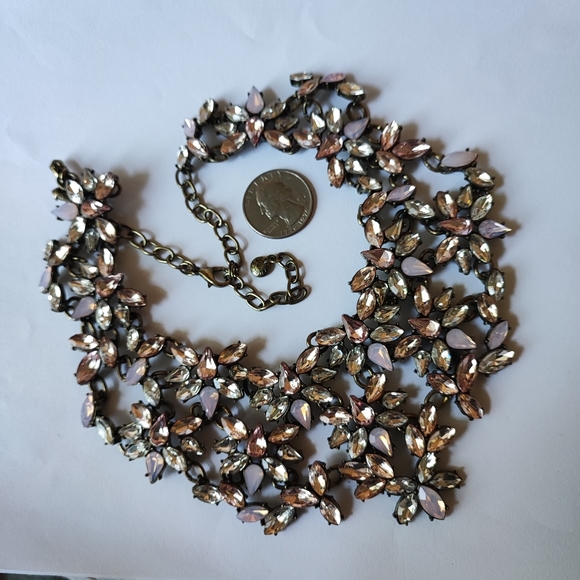 BaubleBar Opaline Antique Brass Bib Oversized Runway Necklace Crystal Opaline - Picture 11 of 14